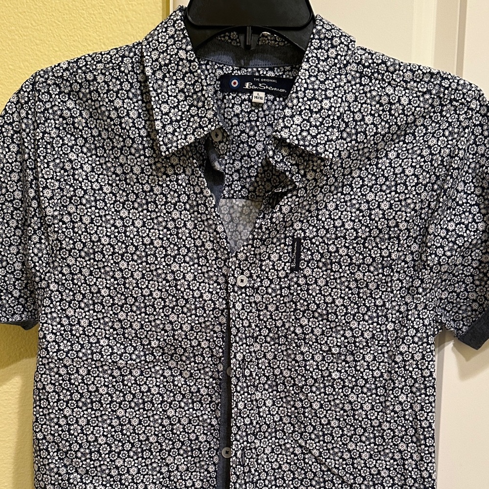 Ben Sherman Black and White Floral Kids Button Down Shirt